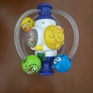 Multi-Color Baby Activity Rattle Toy with Blue, Yellow, Green Accents